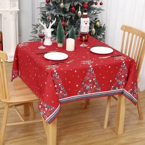Christmas Tablecloth 54x70 Inches for Rectangle Tables Red Christams Decor for Table Waterproof Indoor Outdoor Table Cover for Party Chrismtas Party Decorations for Kitchen Home Party Decor