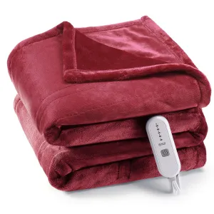 Electric Heated Blanket Throw, Super Cozy Soft Flannel Heated Throw with 4 Fast Heating Levels & 4 Hours Auto Off, Machine Washable, ETL Certification, Home Office Use (Throw, Red)