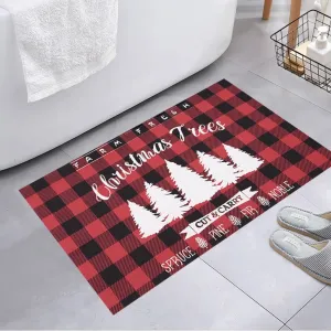 Christmas Bath Mat, 20x32 in Xmas Bathroom Decor Buffalo Plaid Christmas Tree Decorative Front Door Mat Diatom Mud Bathroom Rug Super Absorbent Floor Mat Christmas Living Room Small Area Rug
