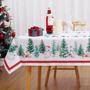 Christmas Table Cloth Rectangle 60x84 Inch, Waterproof Holiday Xmas Tree Kitchen Farmhouse Christmas Table Decorations for Home Dining Party, Oblong Table Cloth for Indoor Outdoor