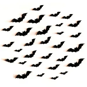 Halloween Bat Stickers, Safe PVC Material, Set of 10 Bags (160 Pieces) 3D Bat Halloween Decoration Stickers for Halloween Decoration, Gaming and Entertainment, Children's Rewards