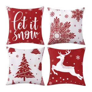 Juego de 4 fundas de almohada decorativas de Navidad de 18 x 18 pulgadas, fundas de almohada decorativas para el hogar, fundas de almohada rústicas de Navidad, decoración de día festivo de invierno para sofá