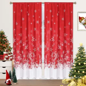 Christmas Curtains for Living Room 84 inches Velvet Christmas Snowflake Decoration Luxurious Room Darkening Noise Absorb Velvet Window Dressing Christmas Decor for Party Film Room, 2 Panels