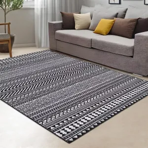 Machine Washable Area Rug 5x7 Boho Rug for Bedroom Non-Slip Non-Shed Area Rug Moroccan Low Pile Indoor Area Rug for Living Room Kitchen Home Office, 5' x 7'
