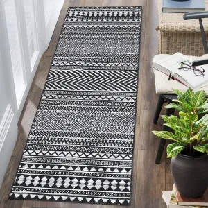 Rug Runner for Hallway Moroccan Rug Non-Shedding Large Carpet Oriental Distressed Antique Long Rug for Bathroom Living Room 2 x 8 Kitchen Runner Rug Long Mat, Black Distressed