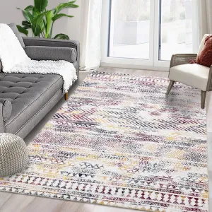 Boho Area Rug 6x9 Geometric Area Rug Machine Washable Area Rug Bedroom Rug Moroccan Area Rug Colorful Throw Floor Cover Indoor Carpet for Living Room Kitchen Home Office, Multi 6' x 9'