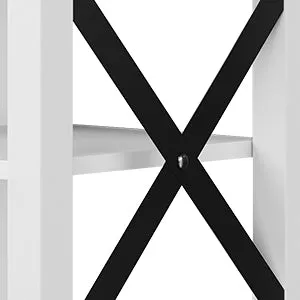 59 Inch White TV Stand for TV up to 50 60 65 Inches, Farmhouse Wood TV Cabinet Entertainment Center with Storage and 3-Tier Adjustable Shelves