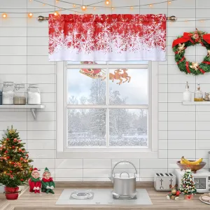 Kitchen Curtain Valance, Christmas Valance Curtains for Windows, Snowflake Pattern Decorations Curtain Valance for Bathroom Cafe Curtains, 52" W x 15" L, One Panel