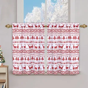 Christmas Tier Curtains Textured Boho Cafe Curtains Farmhouse Kitchen Curtains Small Window Curtain Window Curtain Set for Bathroom Half Window Curtains for Living Room, White, 26" W x 24" L