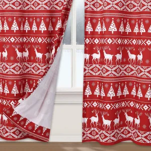 Christmas Curtains 84 inches Boho Pattern Velvet Christmas Tree and Deer Decoration Room Darkening Noise Absorb Velvet Window Dressing Decor for Bedroom Party Film Room, 2 Panels