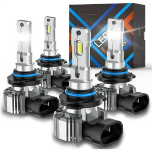 9012 LED Headlight Bulbs ,Super Bright High and Low Beam Headlight Bulbs Kit, 6500K Cool White Light LED Bulbs, Pack of 2