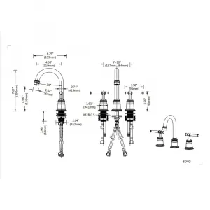 Grifos clásicos de baño para fregadero de 3 agujeros, llave de baño de 8 pulgadas, llave de baño negro mate generalizado con drenaje desplegable y manguera sin plomo cUPC (negro mate)