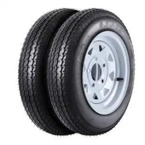 2 Trailer Tires 4.80-12 with 12" Rims, 6PR, 5 Lug 4.5", Load Range C, Heavy Duty 6 Ply for Utility/Cargo/Boat Trailers, Black