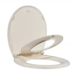 Toilet Seat, Round Toilet Seat with Toddler Seat Built in, Potty Training Toilet Seat Round Fits Both Adult and Child, with Slow Close and Magnets- Round Almond