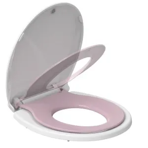 Toilet Seat with Toddler Seat Built in, Potty Training Toilet Seat for Toddlers, 2 in 1 Toilet Seat for Toddlers & Adults, with Slow Close and Magnets, Pink Round