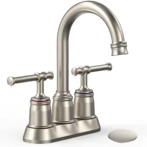 4" Classical Faucet, 2/3 Holes, Brushed Nickel, Bathroom Sink