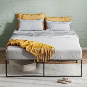 Queen Size Metal Bed Frame 14 Inch Platform 3 in 1 Steel Support Heavy Duty No Box Spring Needed Easy Assemble Black