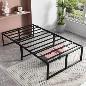 Twin Size Bed Frame Ultra Sturdy Metal 3-in-1 Steel Support 14 inch No Box Spring Needed Easy Assembly Black