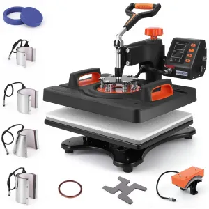 Heat Press Machine 12 X 15 inch 9 in 1, 360° Swing Away Shirt Printing Heat Transfer Machine, Digital Industrial-Quality Shirt Pressing Machine for Shirt, Hat, Mug, Plate